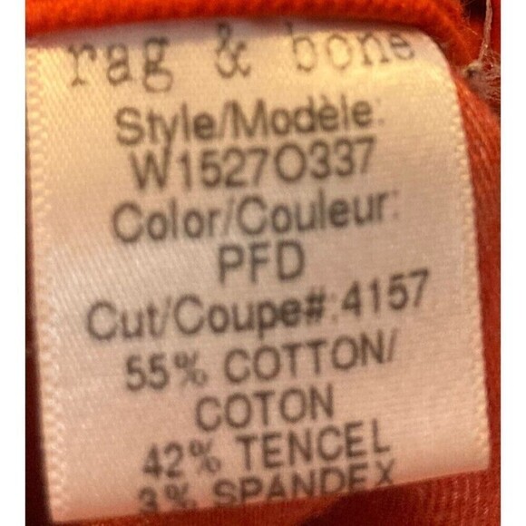 RAG & Bone Skinny Jeans Scarlet Orange Size 27 Women’s Made In USA - Picture 4 of 6
